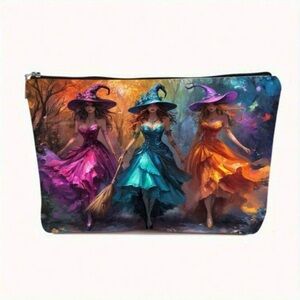 NEW Colorful Witch Coven Makeup Bag Cosmetic Pouch With Zipper Double Sided
